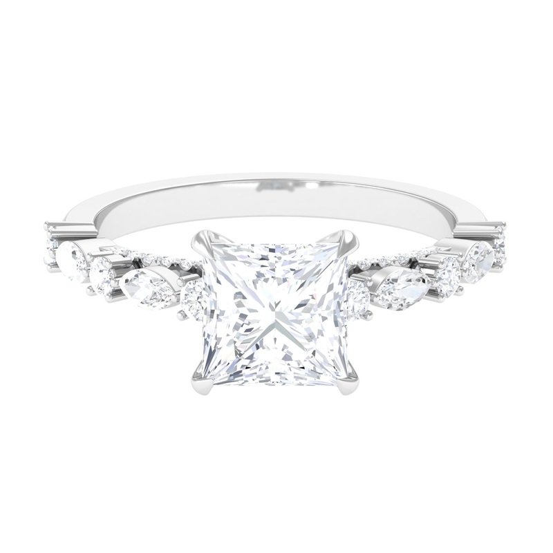 Zircon Designer Solitaire Engagement Ring in Gold