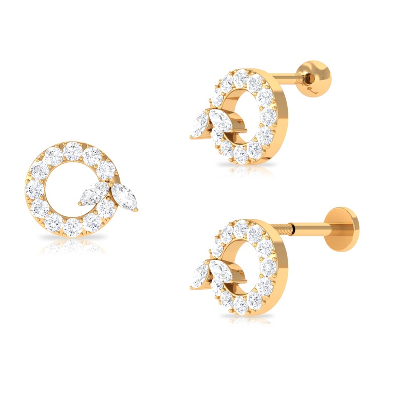 Certified Moissanite Open Circle Earring for Helix Piercing