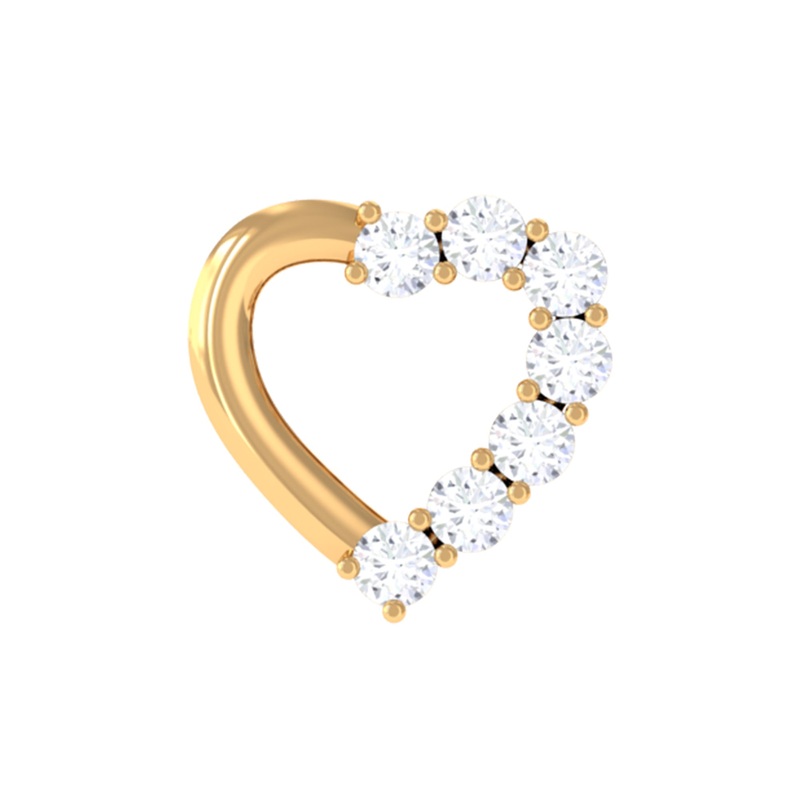 Cute Diamond Gold Heart Earring for Helix Piercing