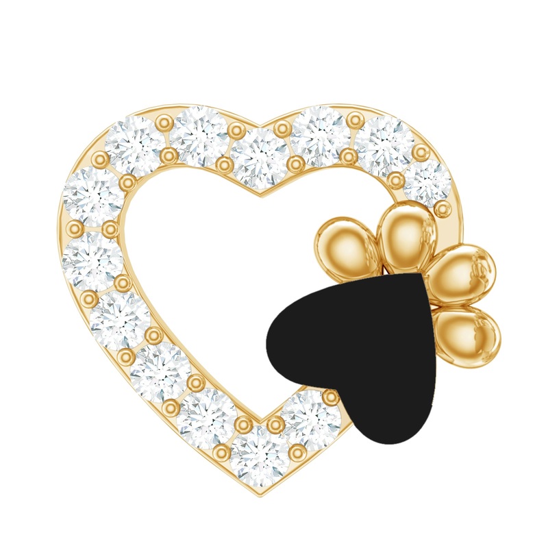 Cute Moissanite Heart and Paw Cartilage Earring with Enamel