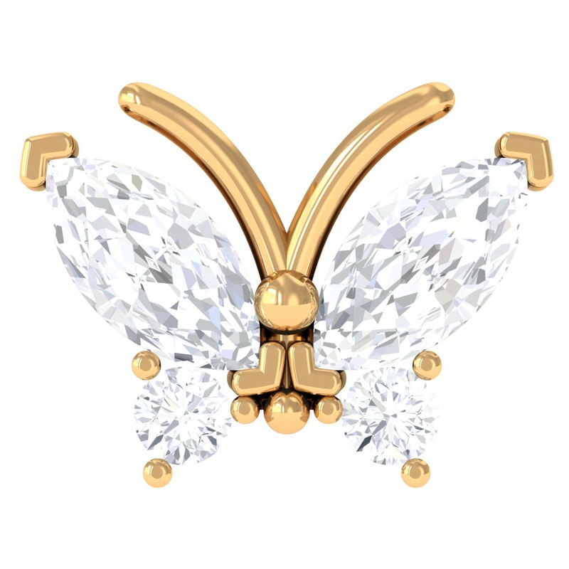 Diamond Gold Butterfly Earring for Helix Piercing