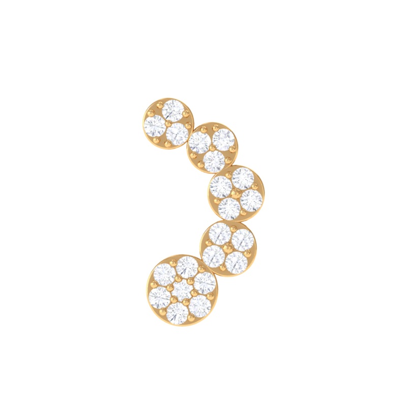 Diamond Gold Curved Crawler Earring for Helix Piercing