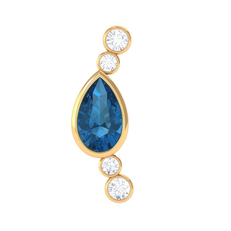 London Blue Topaz Ear Crawler Earring with Diamond