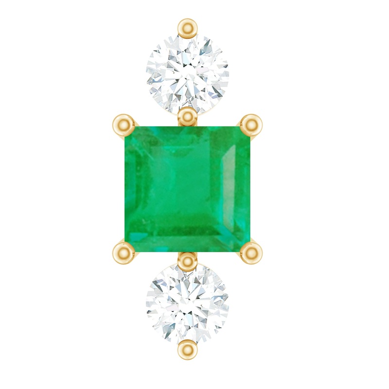 Minimalist Emerald and Moissanite Helix Earring