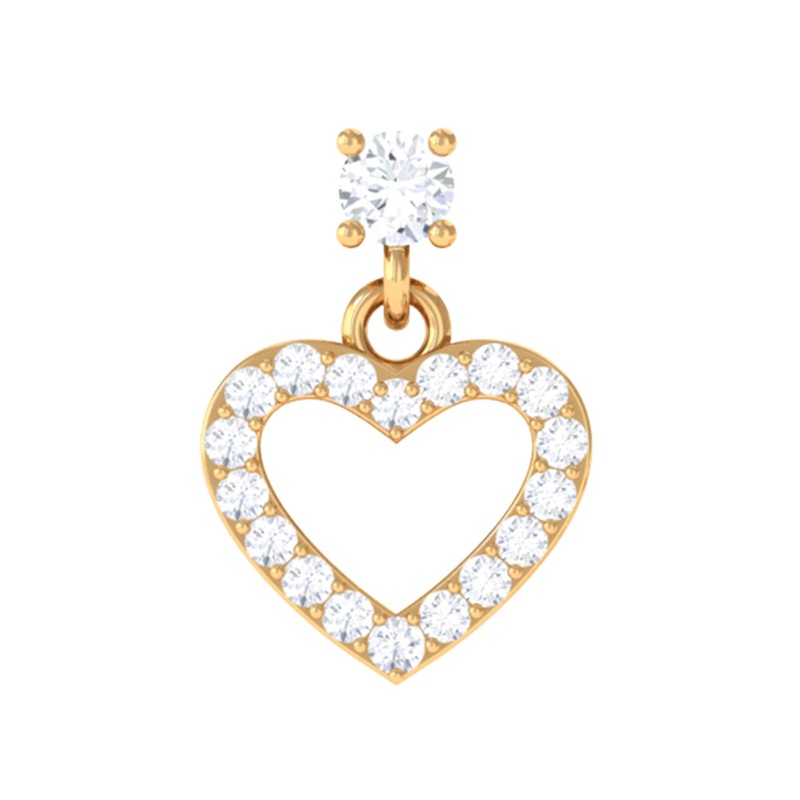 Moissanite Gold Heart Dangle Earring for Cartilage Piercing