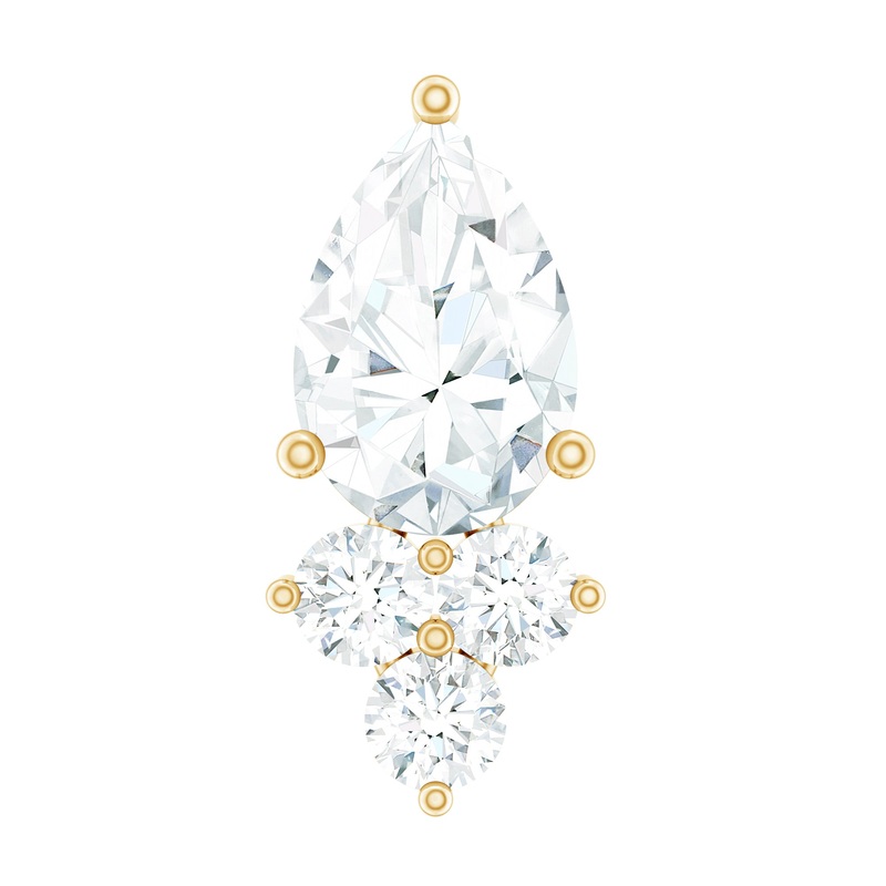 Pear and Round Moissanite Cluster Cartilage Earring
