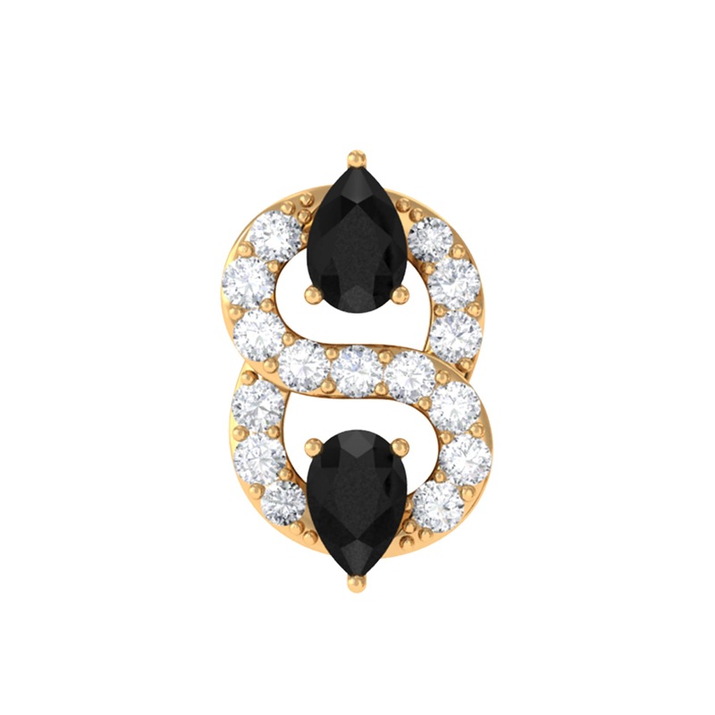 Pear Black Onyx and Moissanite Infinity Helix Earring