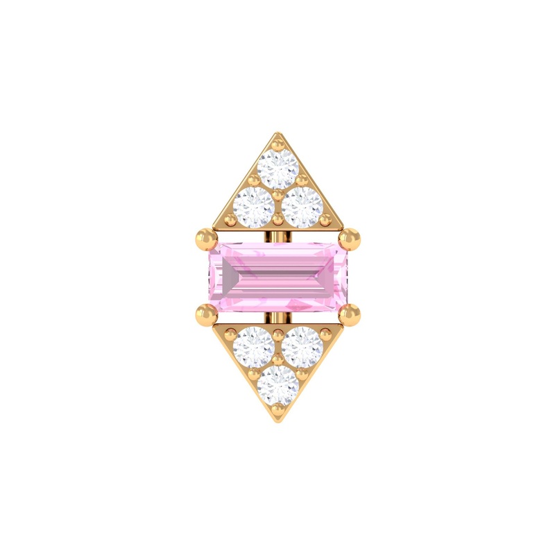 Pink Sapphire and Diamond Quirky Tragus Earring