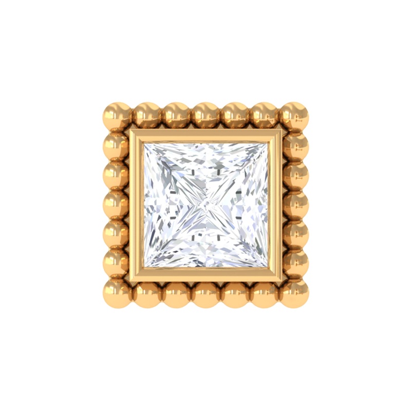 Princess Cut Moissanite Simple Helix Earring in Bezel Setting