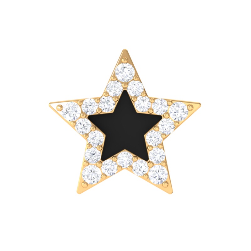 Real Moissanite Star Cartilage Earring with Black Enamel
