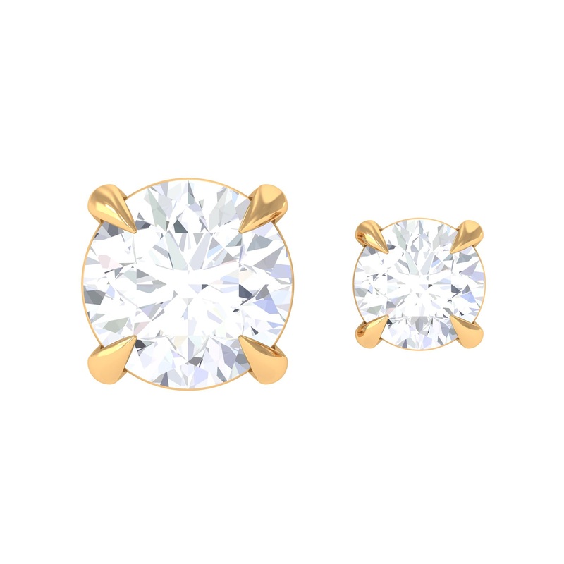 Round Moissanite Simple Helix Earring Set in Gold
