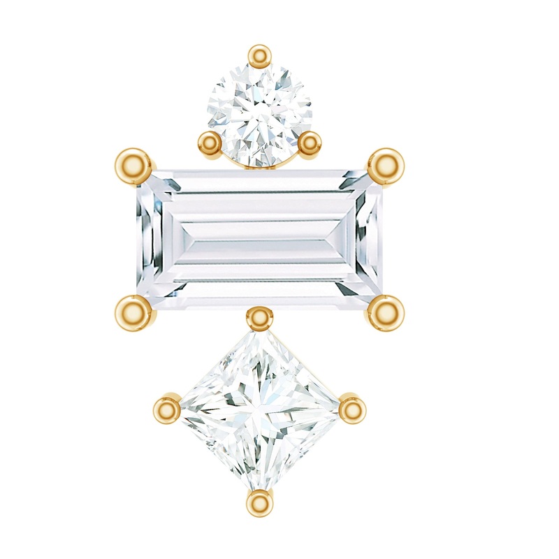Unique Moissanite Three Stone Tragus Earring