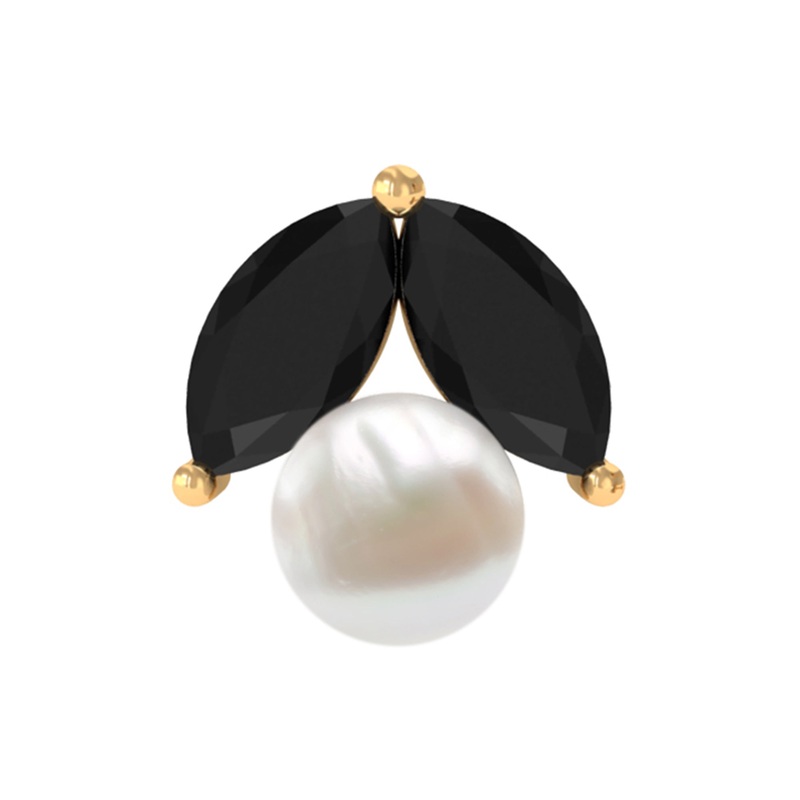 Black Diamond and Freshwater Pearl Cartilage Earring