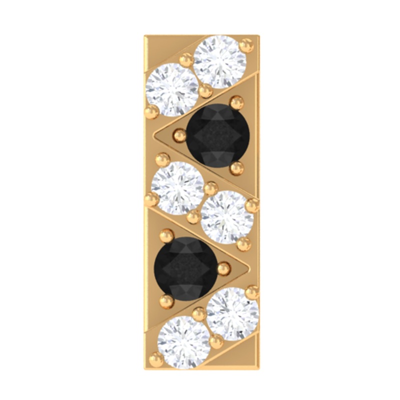Black Diamond and Moissanite Gold Bar Conch Earring