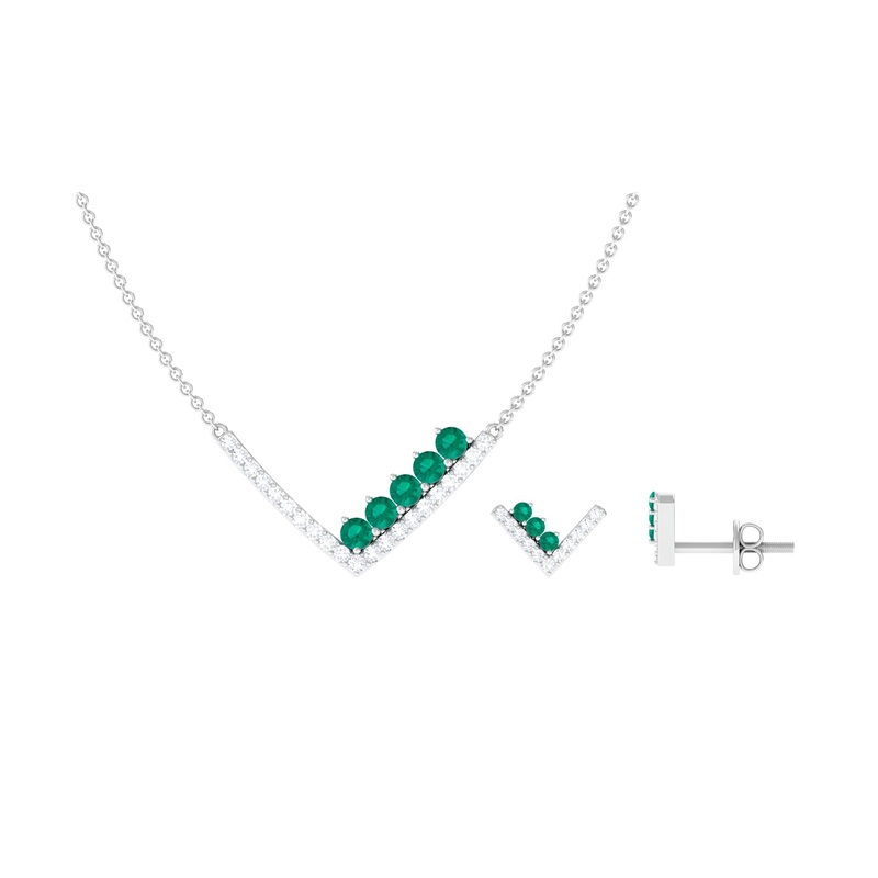 Emerald and Diamond Chevron jewelry Set