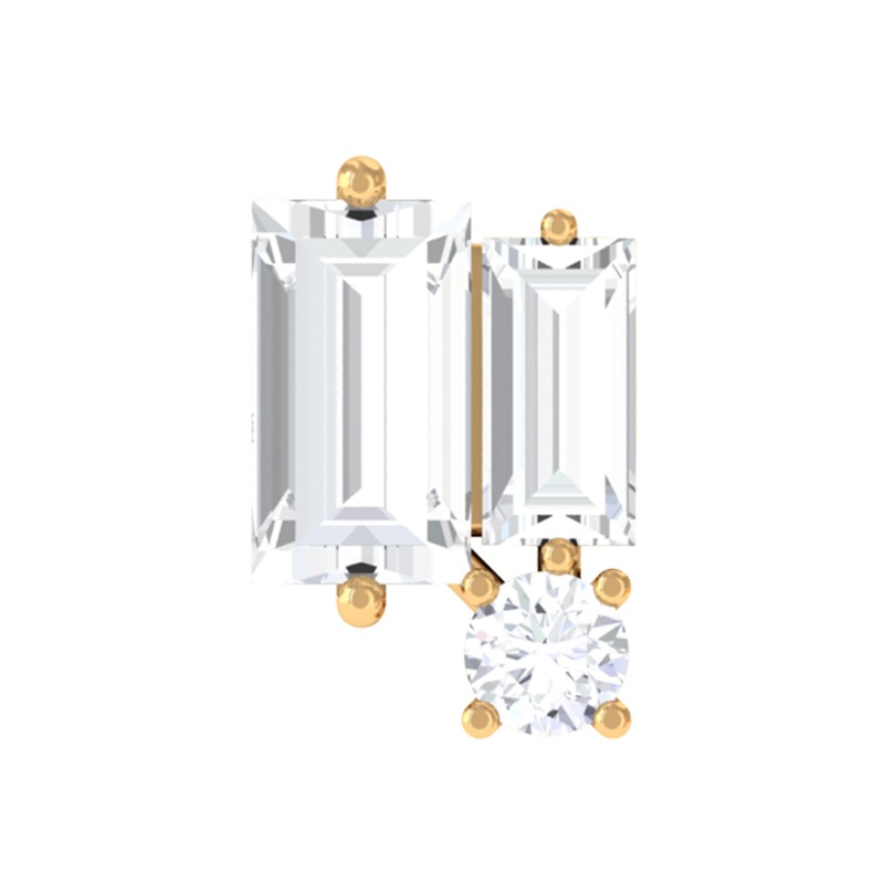 Minimalist Baguette Moissanite Earring for Conch Piercing