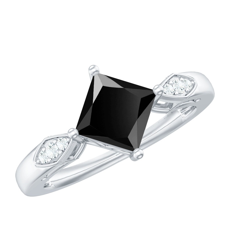 Princess Cut Lab Grown Black Diamond Solitaire Engagement Ring
