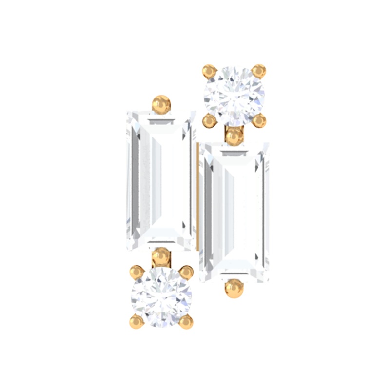 Unique Baguette Moissanite Cluster Earring for Conch Piercing