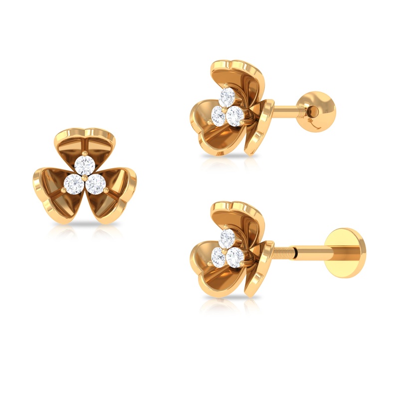 Unique Moissanite Gold Floral Cartilage Earring