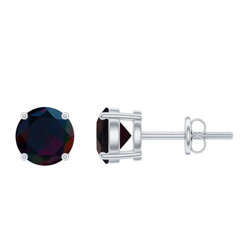 1.50 CT Black Opal Solitaire Stud Earrings