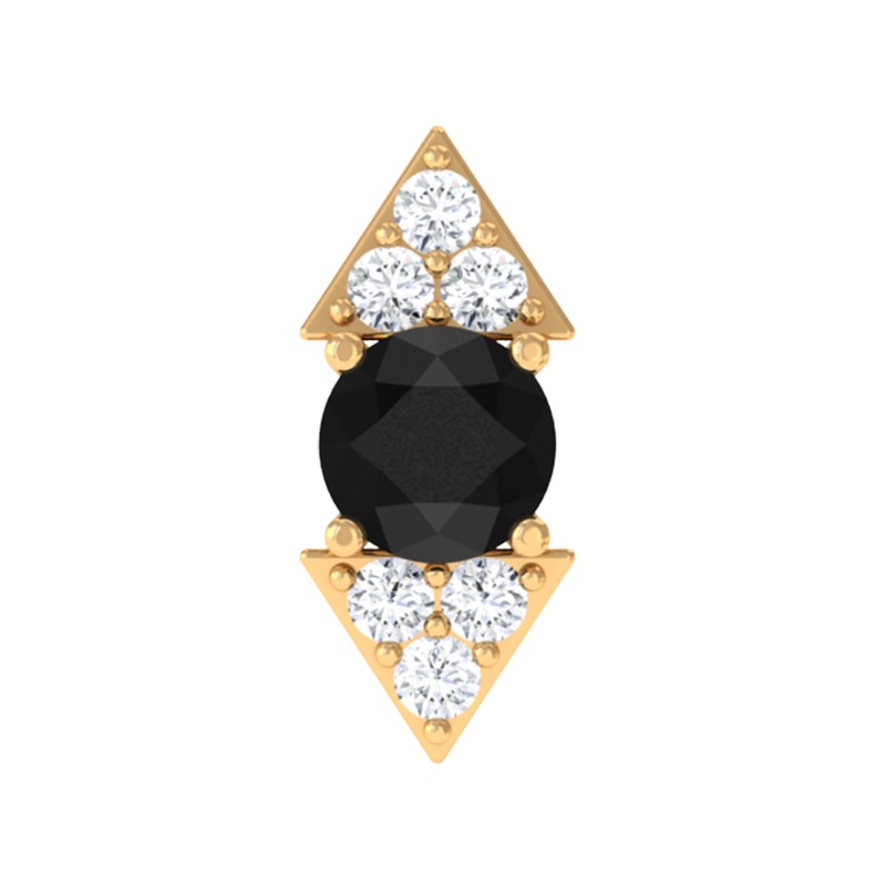 Dainty Black Onyx and Diamond Arrow Tragus Earring