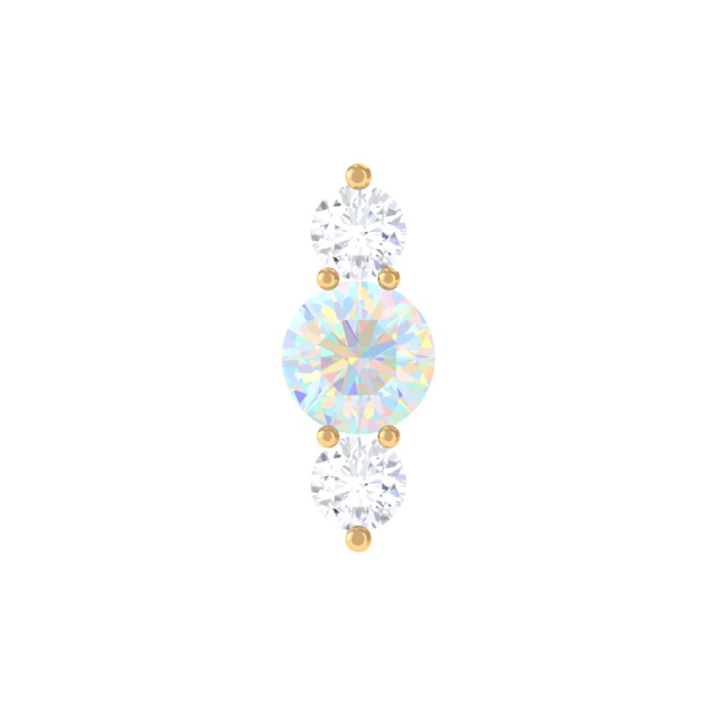 Ethiopian Opal and Moissanite 3 Stone Tragus Earring