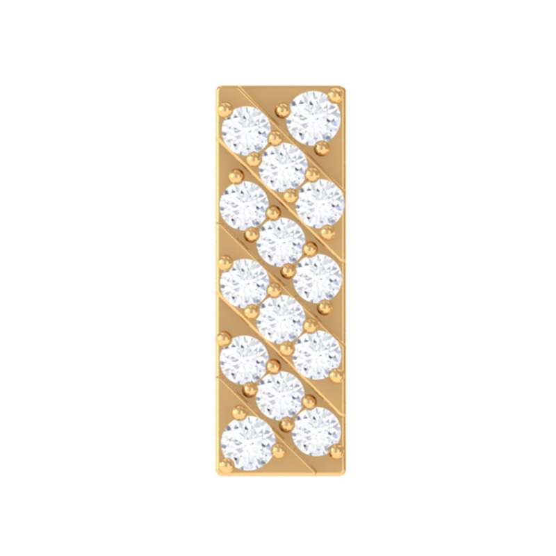 Genuine Diamond Gold Bar Earring for Tragus Piercing