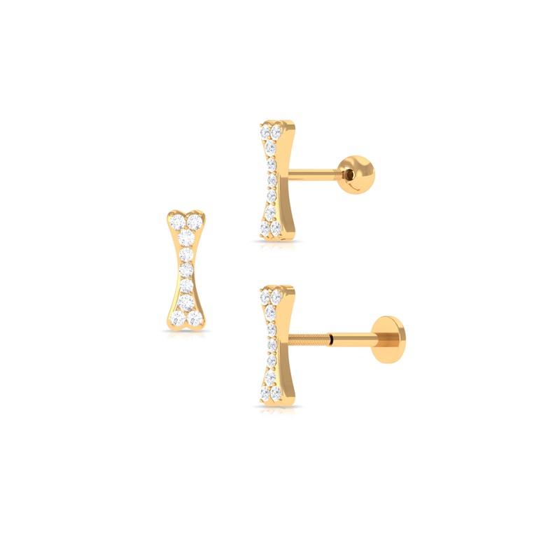 Moissanite Dog Bone Earring for Helix Piercing