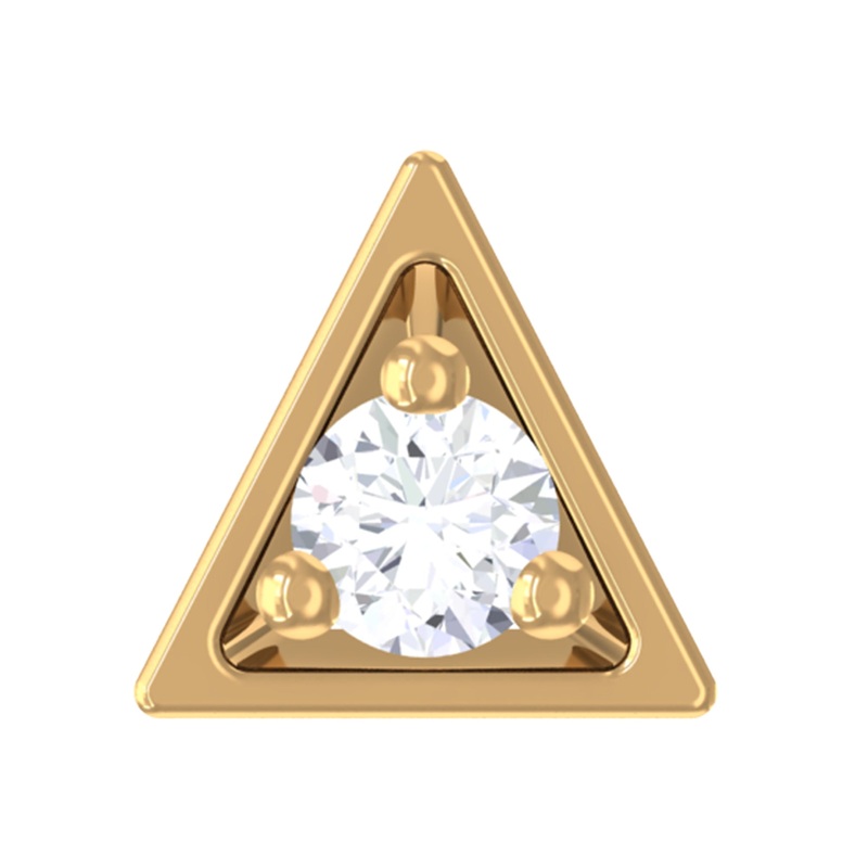 Real Diamond Minimal Gold Triangle Nose Stud
