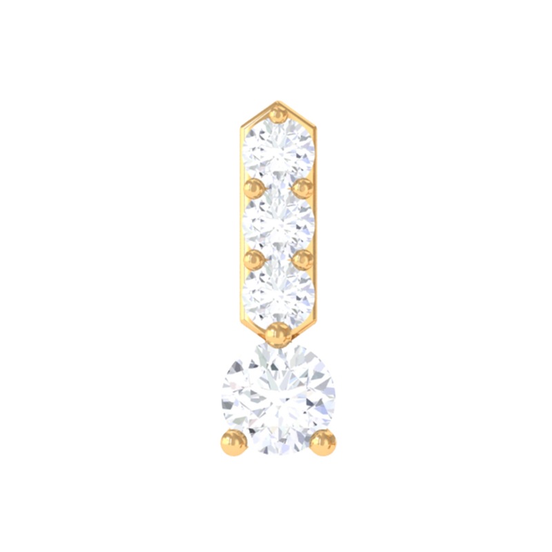 Round Moissanite Simple Gold Bar Tragus Earring