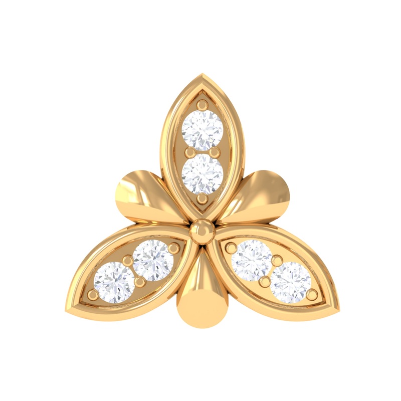 Simple Diamond Flower Nose Stud in Gold