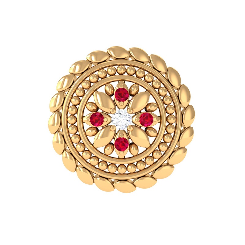 Statement Nose Pin with Created Ruby and Diamond