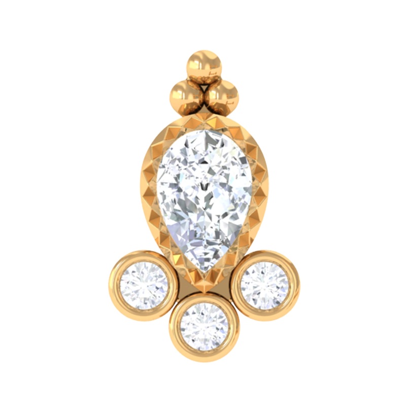 Vintage Style Moissanite Tragus Earring in Bezel Setting