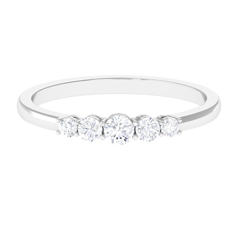 0.50 CT Certified Moissanite Classic Five Stone Ring