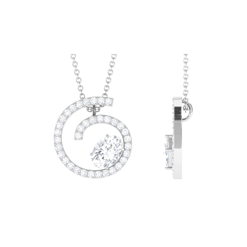 1.25 CT Contemporary Swirl Pendant with Moissanite in Gold