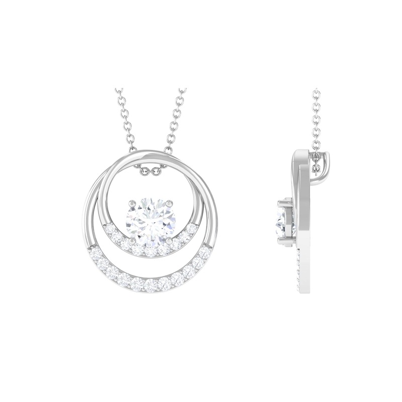 1.50 CT Certified Moissanite Geometric Pendant in Gold