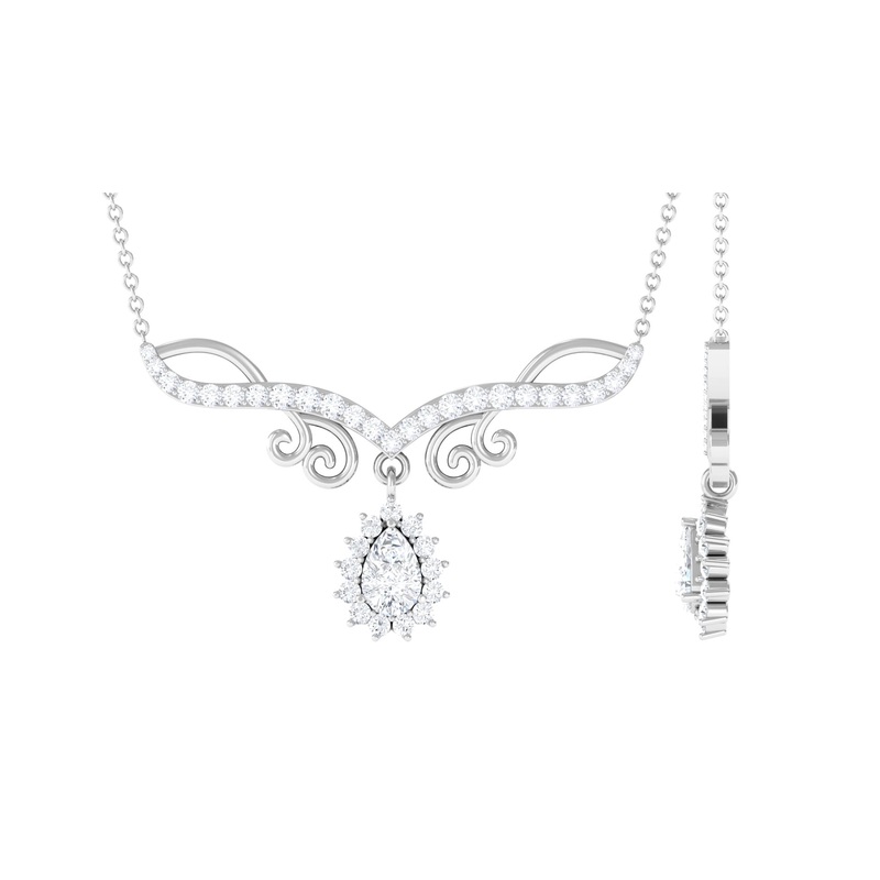 1.50 CT Pear and Round Shape Moissanite Drop Necklace