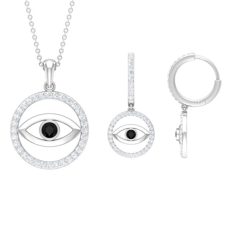 2 CT Black Onyx Evil Eye Jewelry Set with Moissanite Eternity