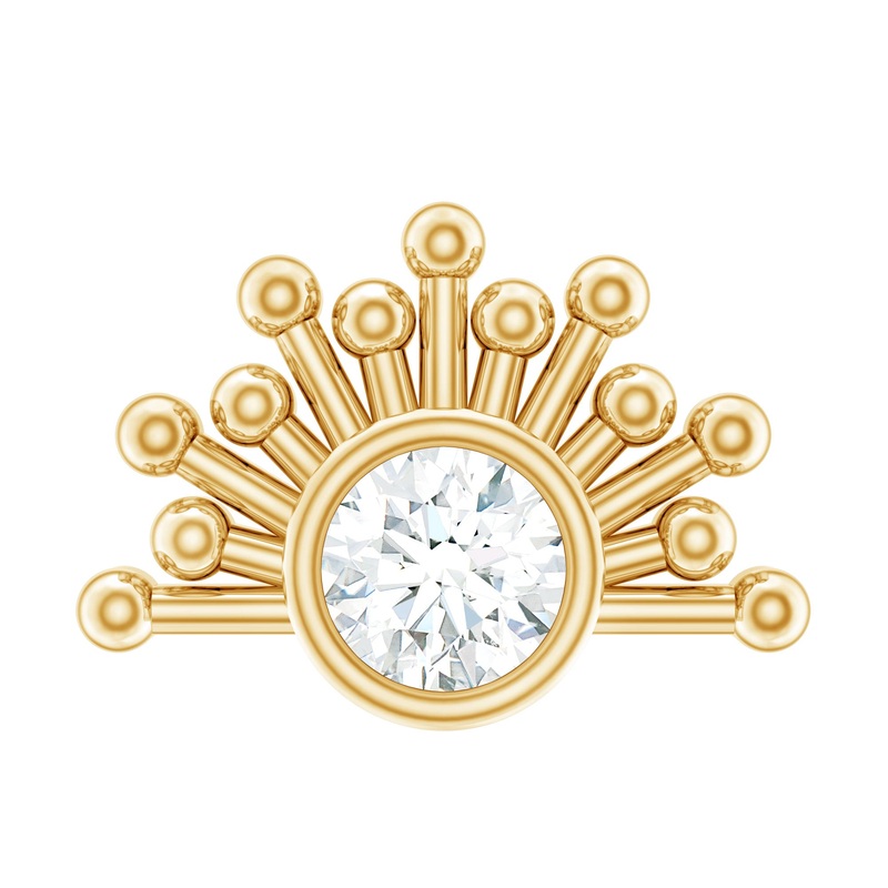Bezel Set Diamond Gold Sunburst Earring for Helix Piercing
