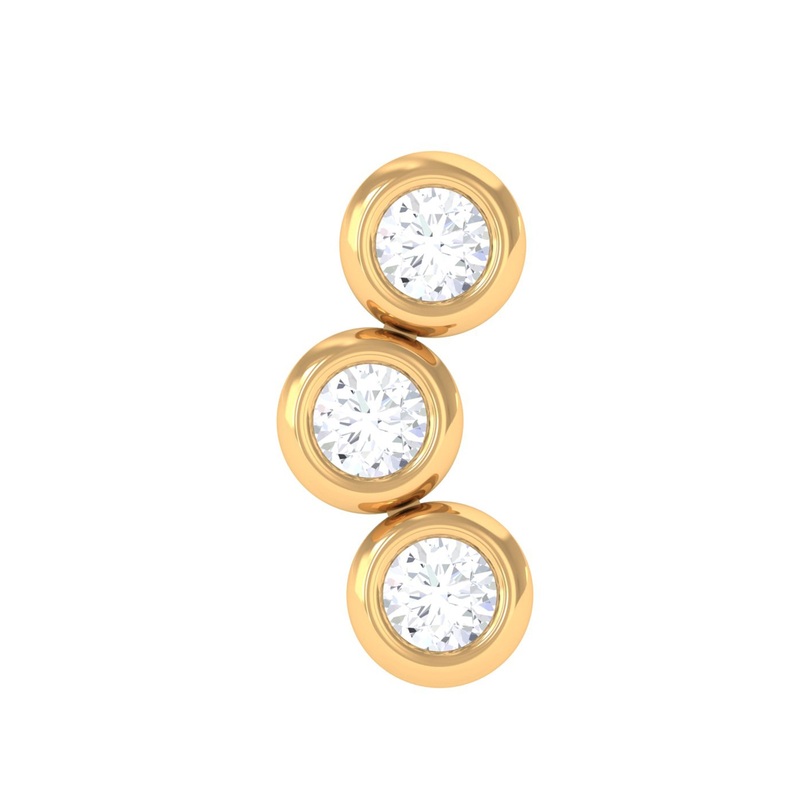 Bezel Set Moissanite Three Stone Crawler Earring