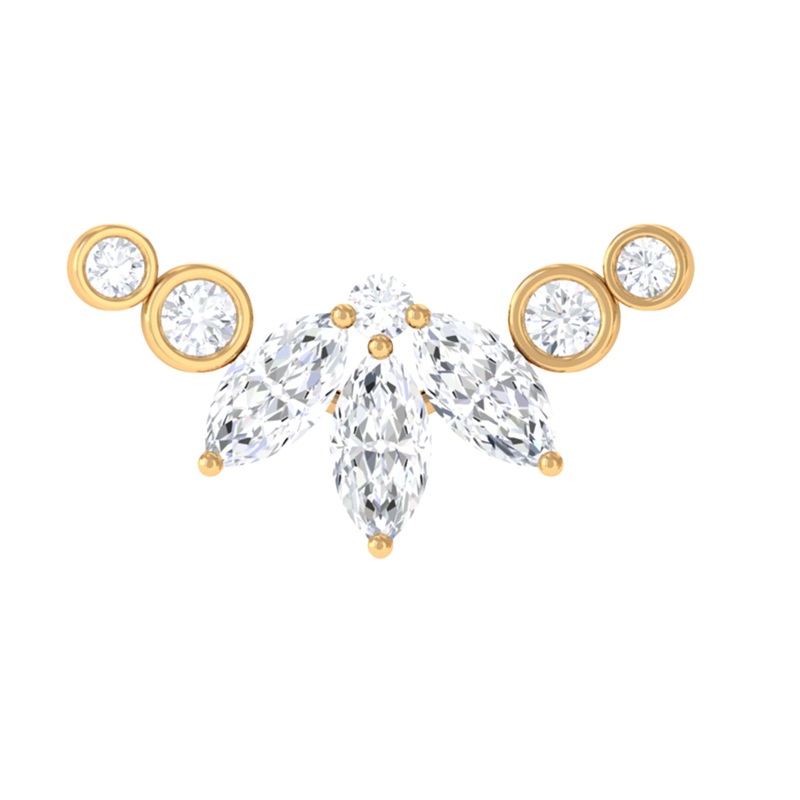 Certified Moissanite Crawler Earring for Helix Piercing
