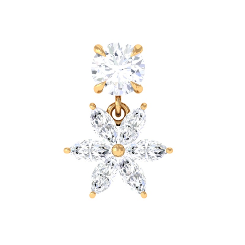 Certified Moissanite Flower Drop Cartilage Earring