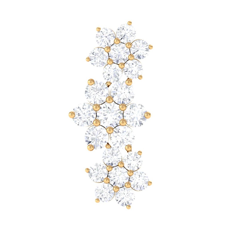 Certified Moissanite Flower Ear Climber Earring