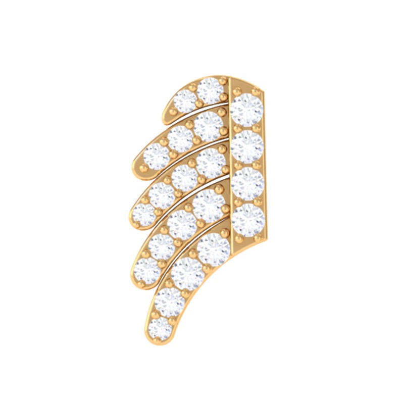 Certified Moissanite Gold Wing Cartilage Earring