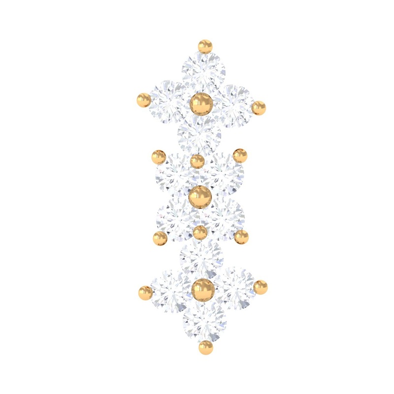 Dainty Moissanite Flower Helix Crawler Earring