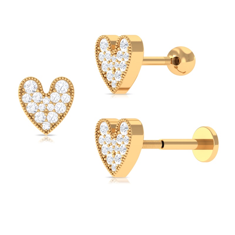 Dainty Moissanite Heart Helix Earring in Gold