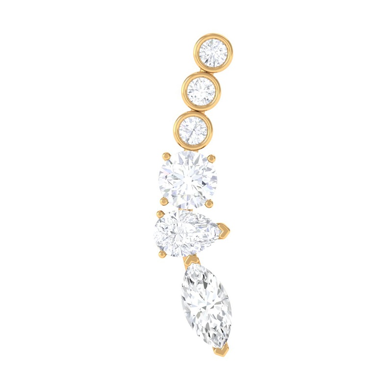 Designer Certified Moissanite Cluster Crawler Earring