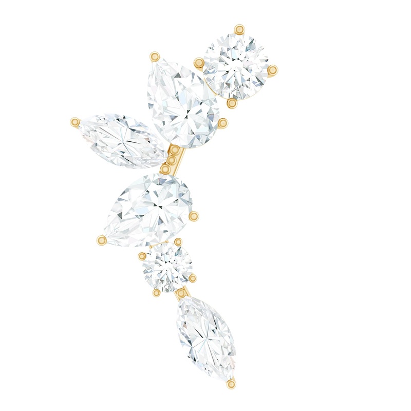 Exquisite Moissanite Curved Crawler Earring for Helix Piercing