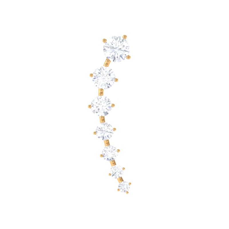 Graduated Style Moissanite Ear Crawler Earring for Helix Piercing