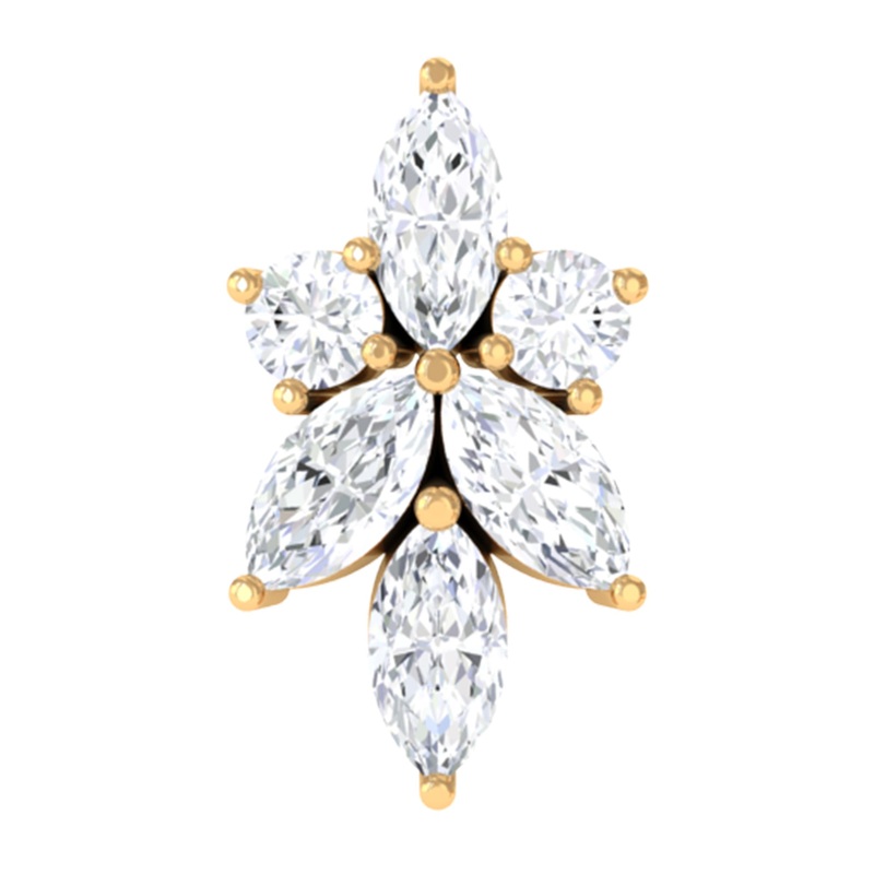 Marquise and Round Moissanite Cluster Floral Earring